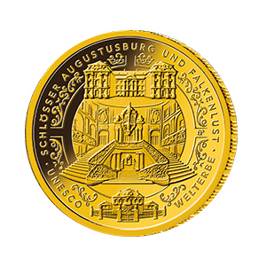 100-Euro-Goldmünze „UNESCO Welterbe: Schlösser Augustusburg und Falkenlust“